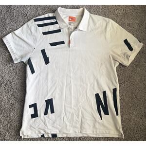 Nike Dri-Fit The Nike Polo Graphic White Black Men's Size L Short Sleeve